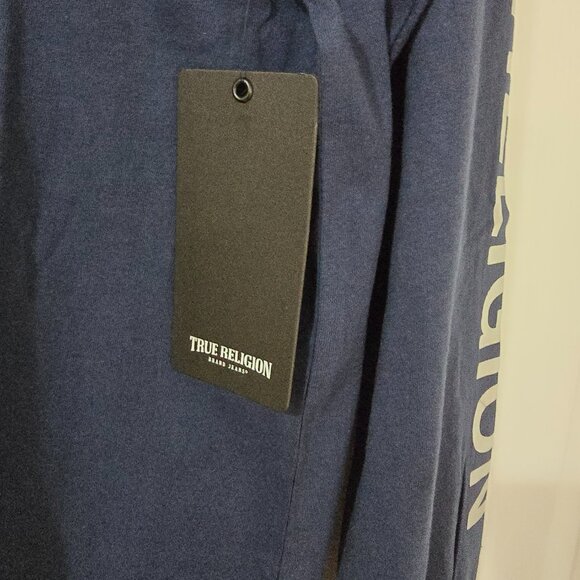 True Religion Men's Foil Taping Long Sleeve T-Shirt Blue Size L New with Tags - Picture 3 of 7